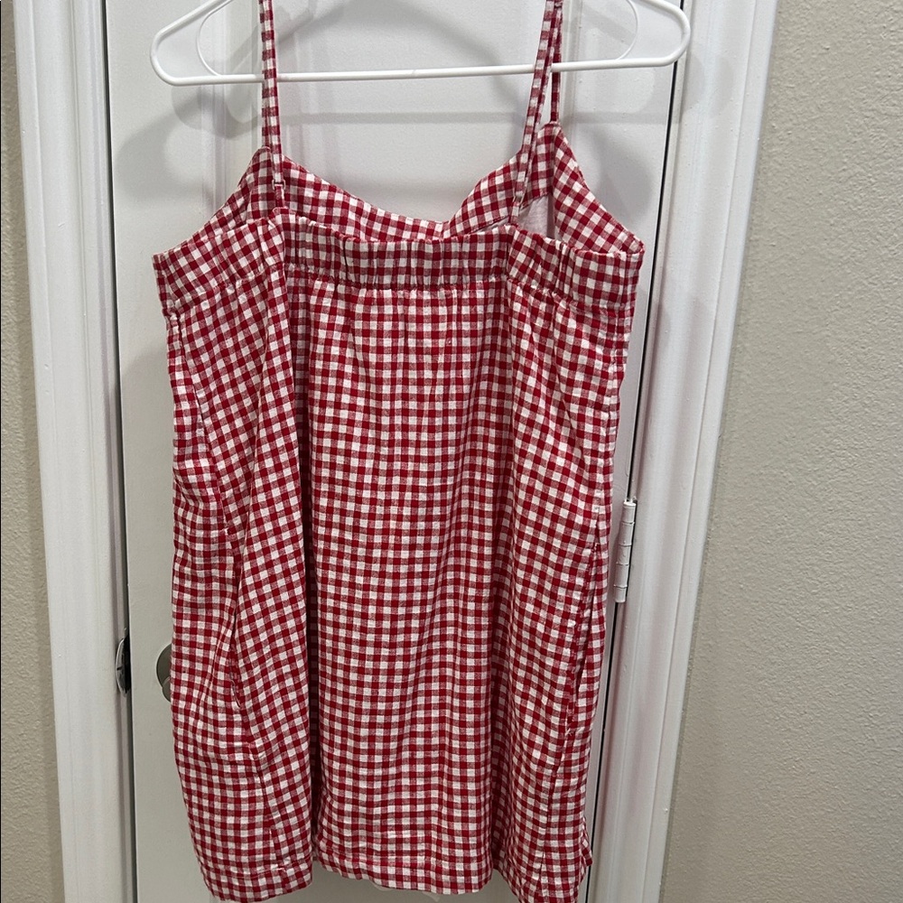 Red Gingham Spaghetti Strap Dress - W/ Pockets! - Picture 4 of 4